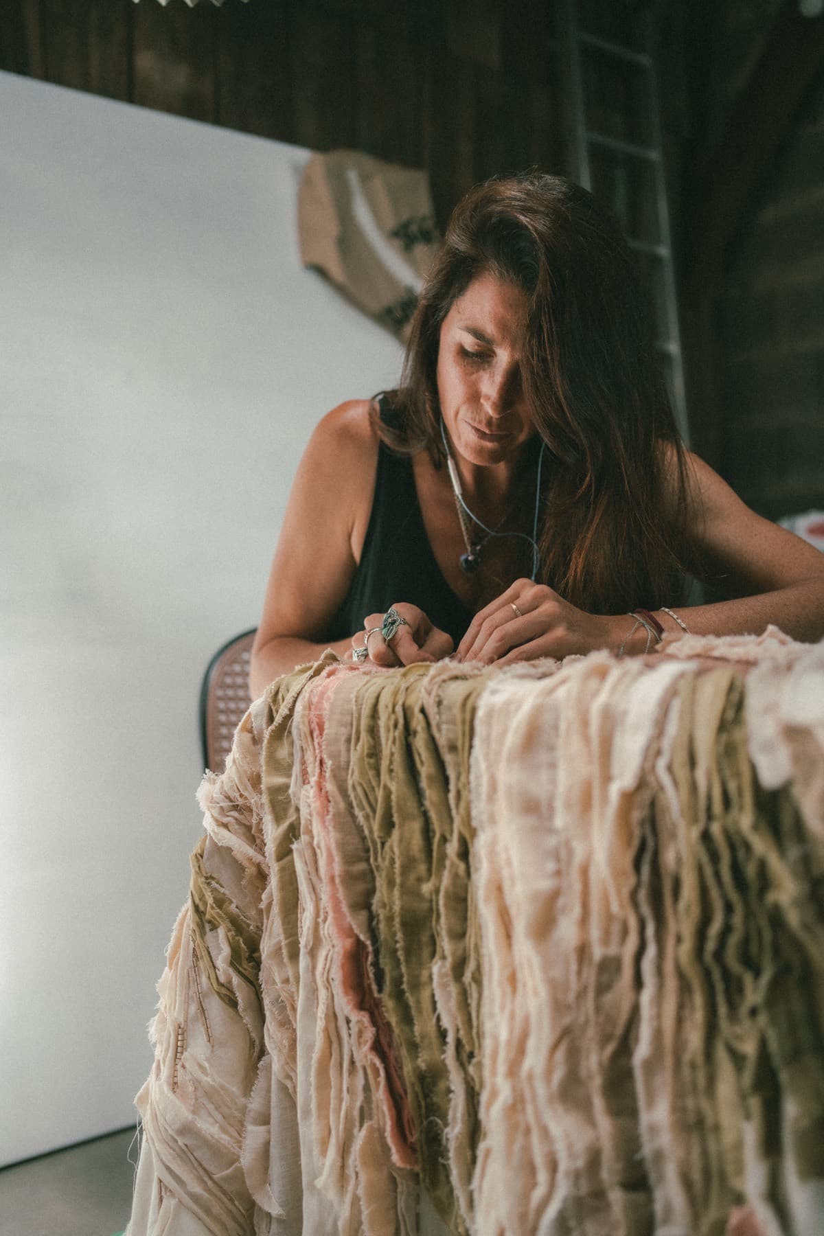 A table of textile work.
